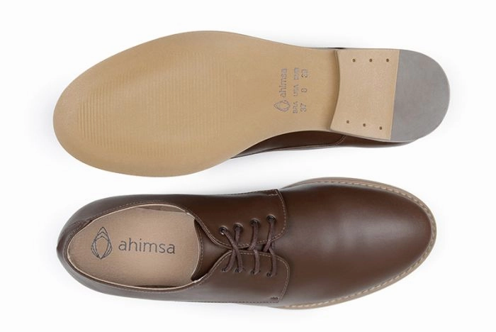 Teresa Derby in Cognac from Ahimsa (Wide Width) Plain Lace Up Shoes
