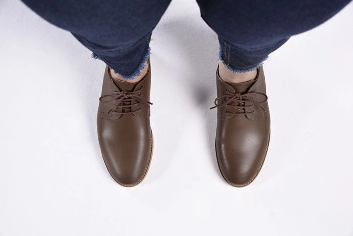 Teresa Derby in Cognac from Ahimsa (Wide Width) Shoe Lace Tie Up Trick