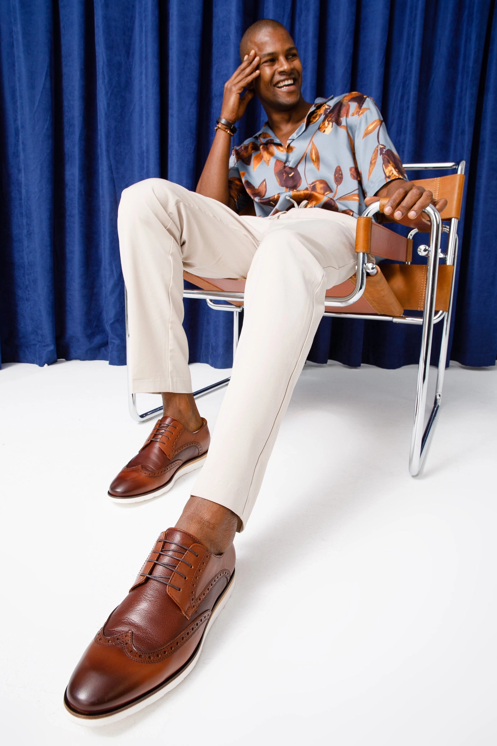 The Molise Tan Wingtip Semi Brogue Derby Men Shoe  Final Sale! Lace Up Running Shoes