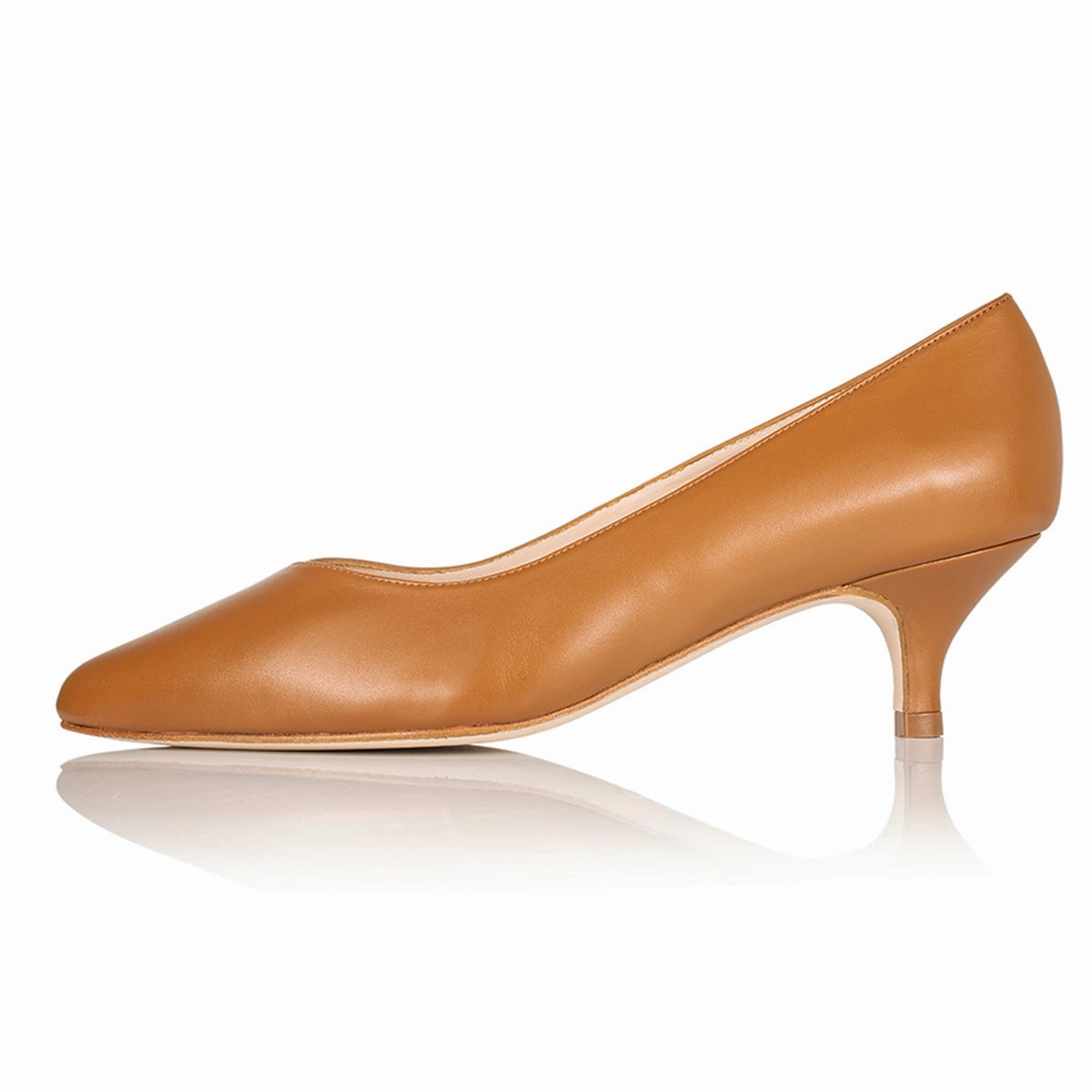 Devious High Heels Tilda Extra-Wide Fit Kitten Heels - Tan Leather