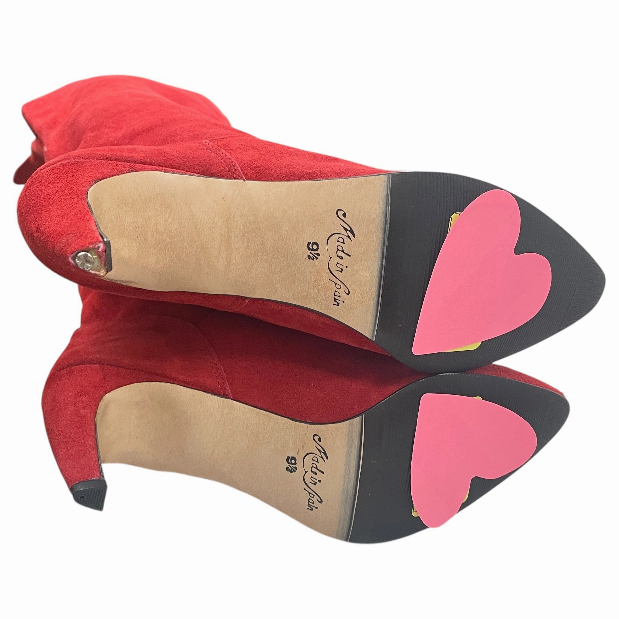 Boots Over-The-Knee Heels By CMC In Red, Size:9.5 Equine Bell Boots