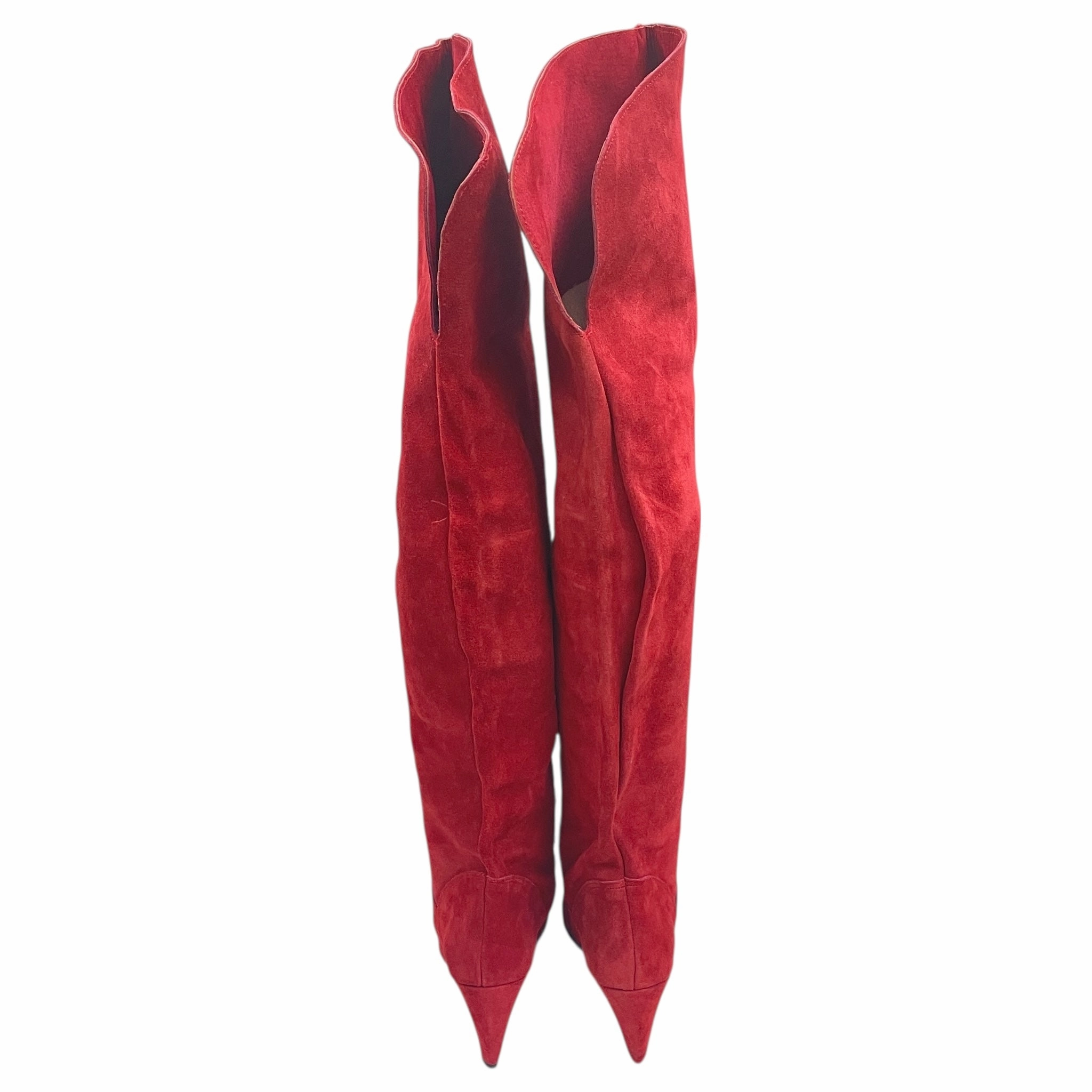 Rios Boots Boots Over-The-Knee Heels By CMC In Red, Size:9.5