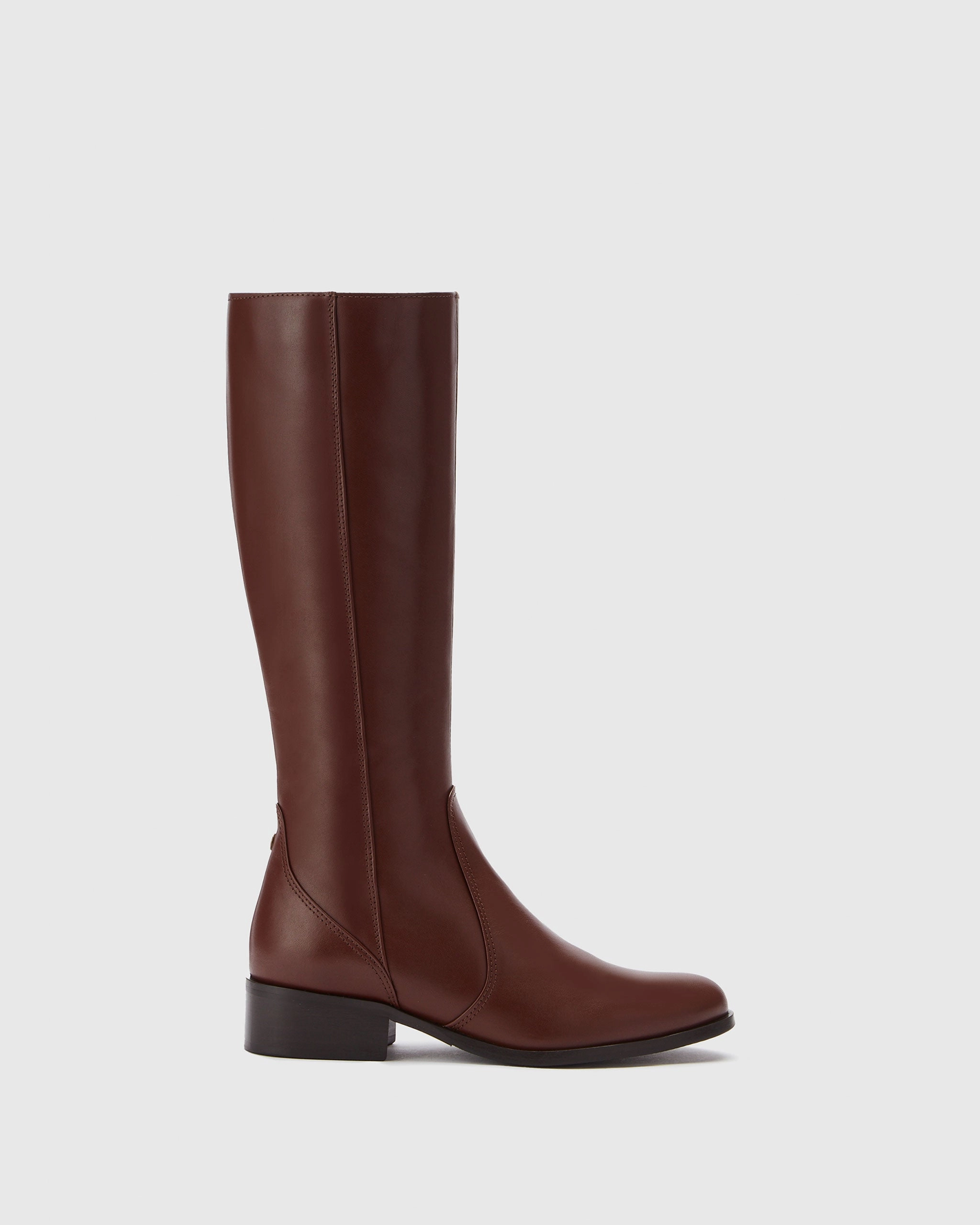 Haltham Petite Knee High Boots in Brown Leather