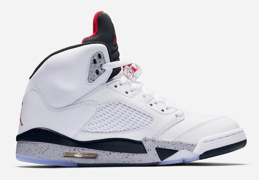 Jordan 5 White Cement Basketball Shoes Laceless Basketball Shoes