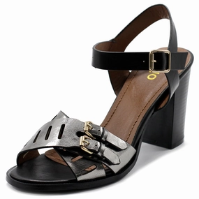 High Tops With Heels Ollio Womens Double Buckle Metallic High Heel Sandal