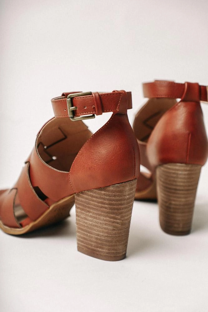 Alma Woven Heels in Cognac Draw Heels
