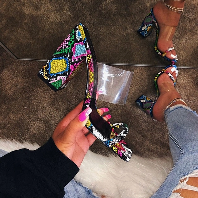 Transparent Sandals Ladies High Heel Slippers Shoes Of High Heels