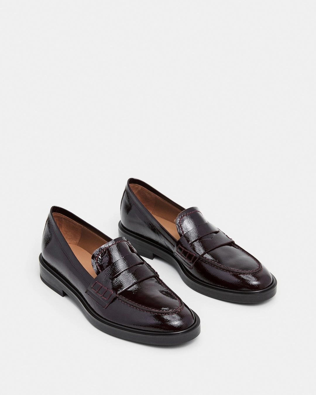 Loafers With A Skirt Sara Leather Patent Burgundy