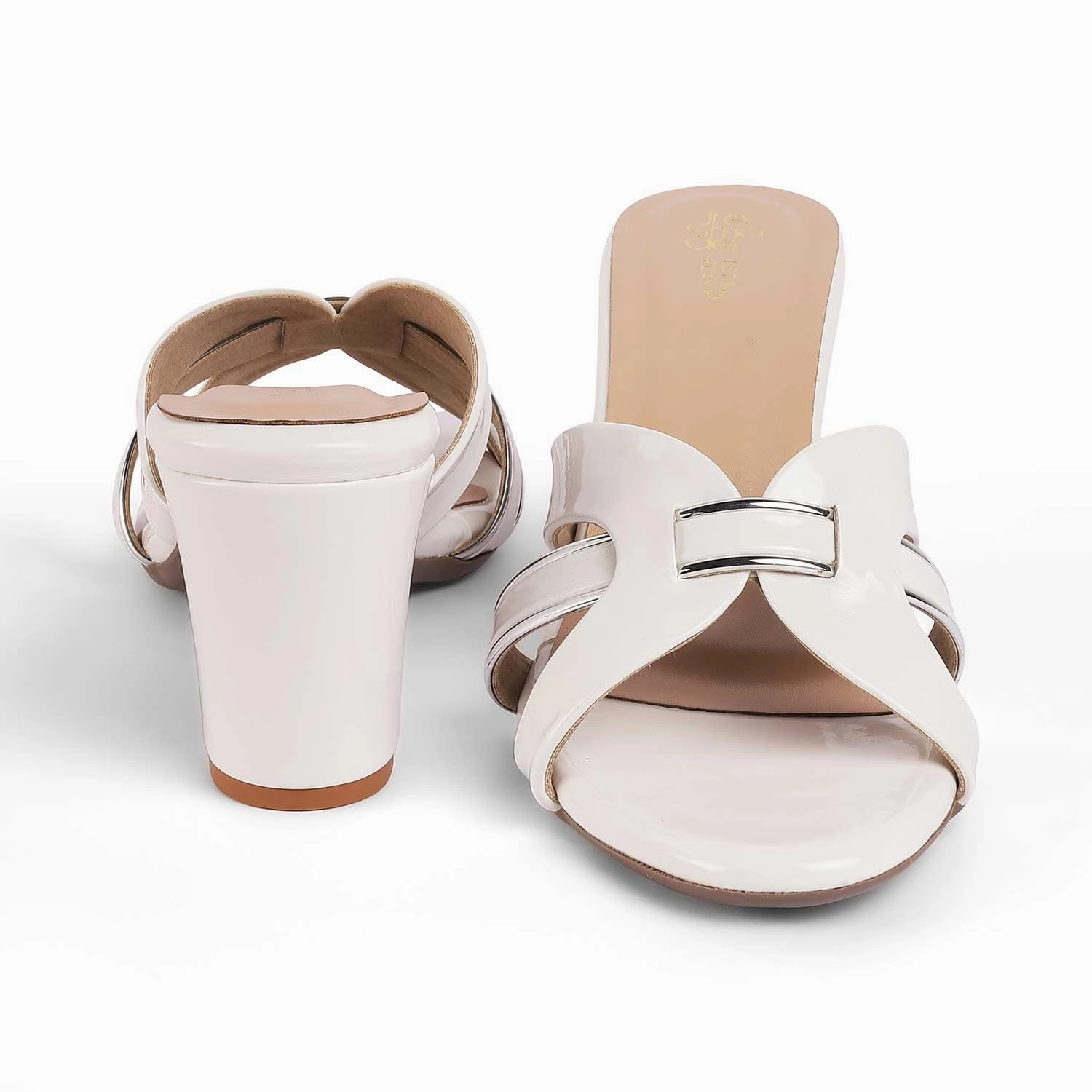 White Feather Tresmode Cesmoc White Women's Dress Block Heel Sandals