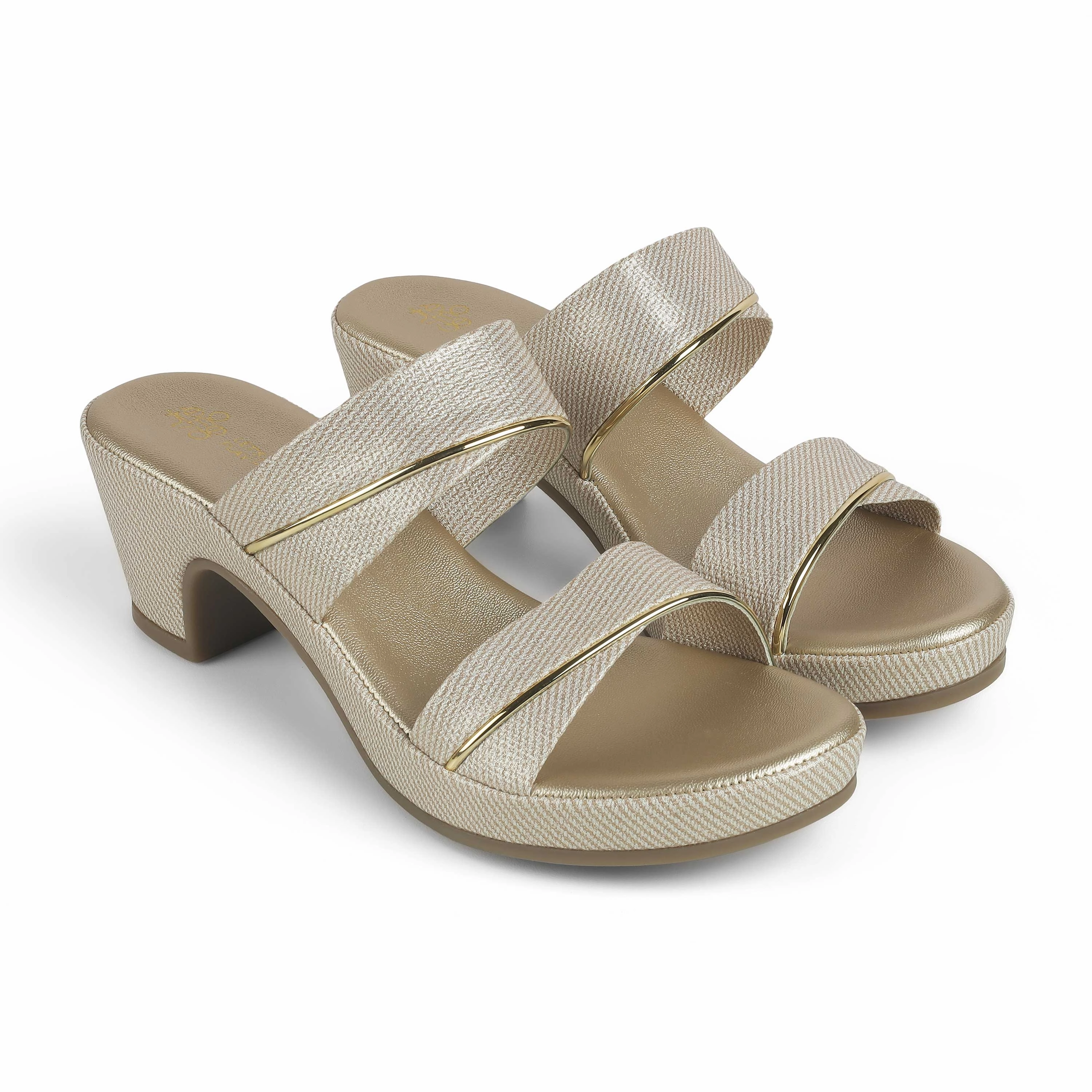 Tresmode Gold Gold Women's Dress Block Heel Sandals Teachers In High Heels