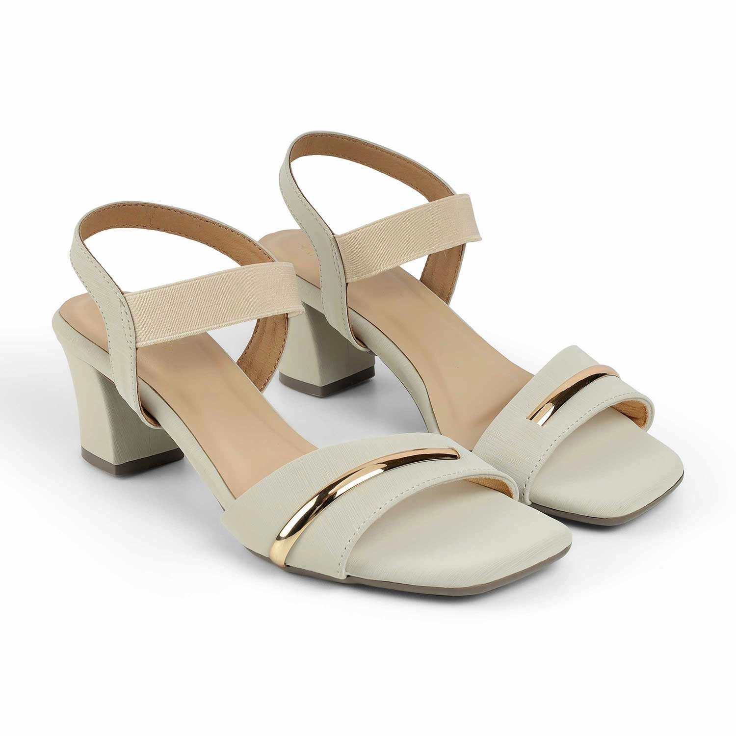 Replace Heel On High Heels Tresmode Golsi Cream Women's Dress Block Heel Sandals