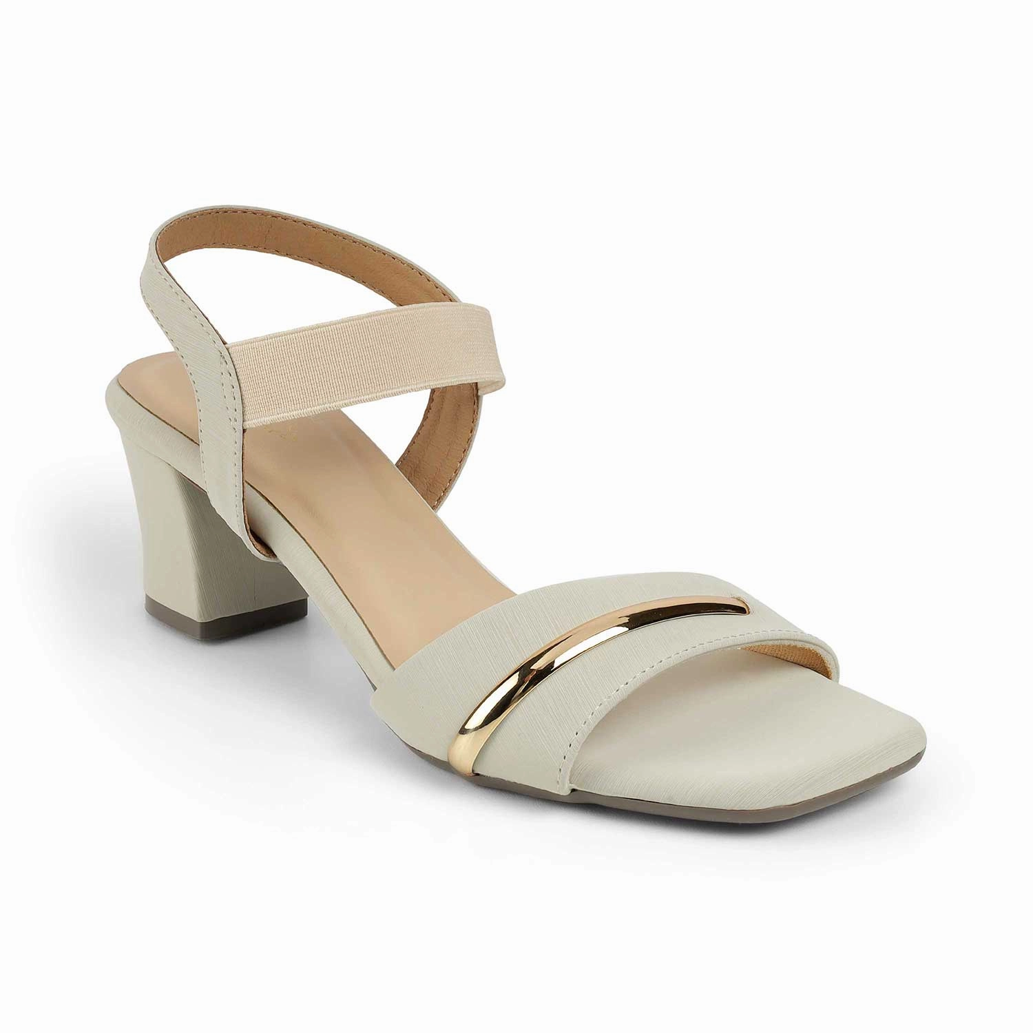 Sneakers Tresmode Golsi Cream Women's Dress Block Heel Sandals
