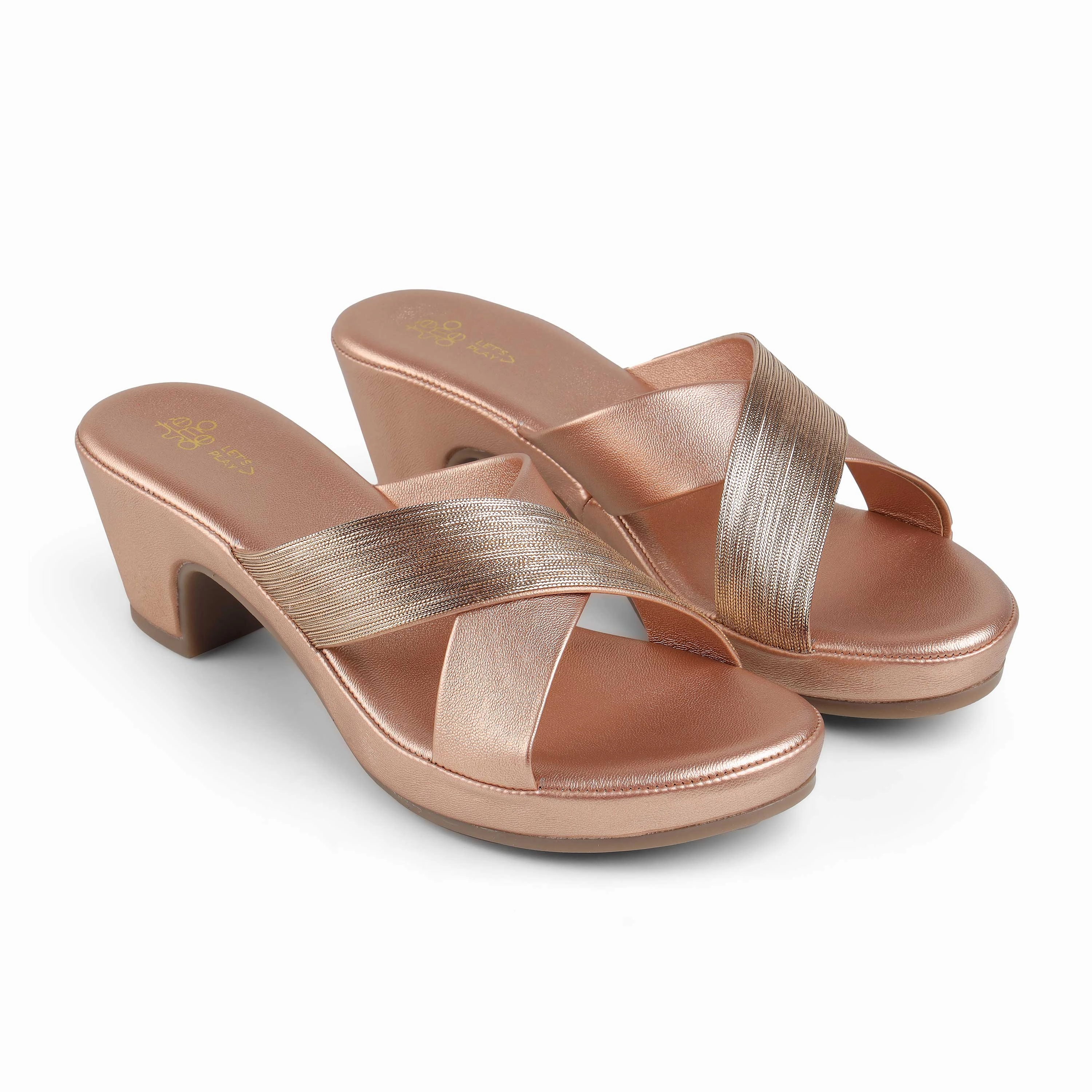 Tresmode Stine Champagne Women's Dress Block Heel Sandals High Heels Used