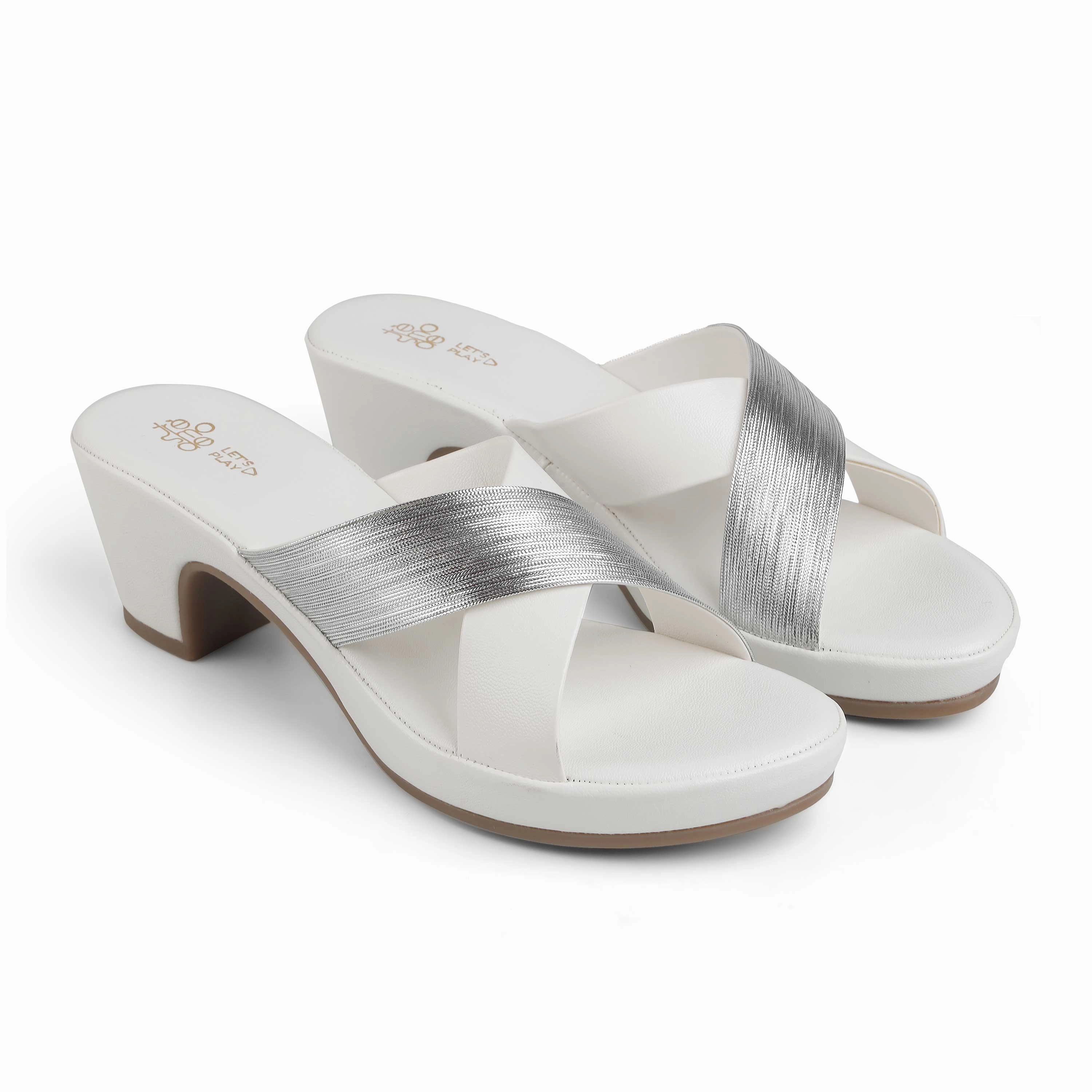 High Heels Short Shorts Tresmode Stine White Women's Dress Block Heel Sandals