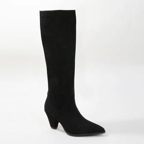 True Curve Collar Suede Knee High Boots Patent Leather Knee High Boots