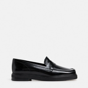 Ilse Leather Black Loafers Heels