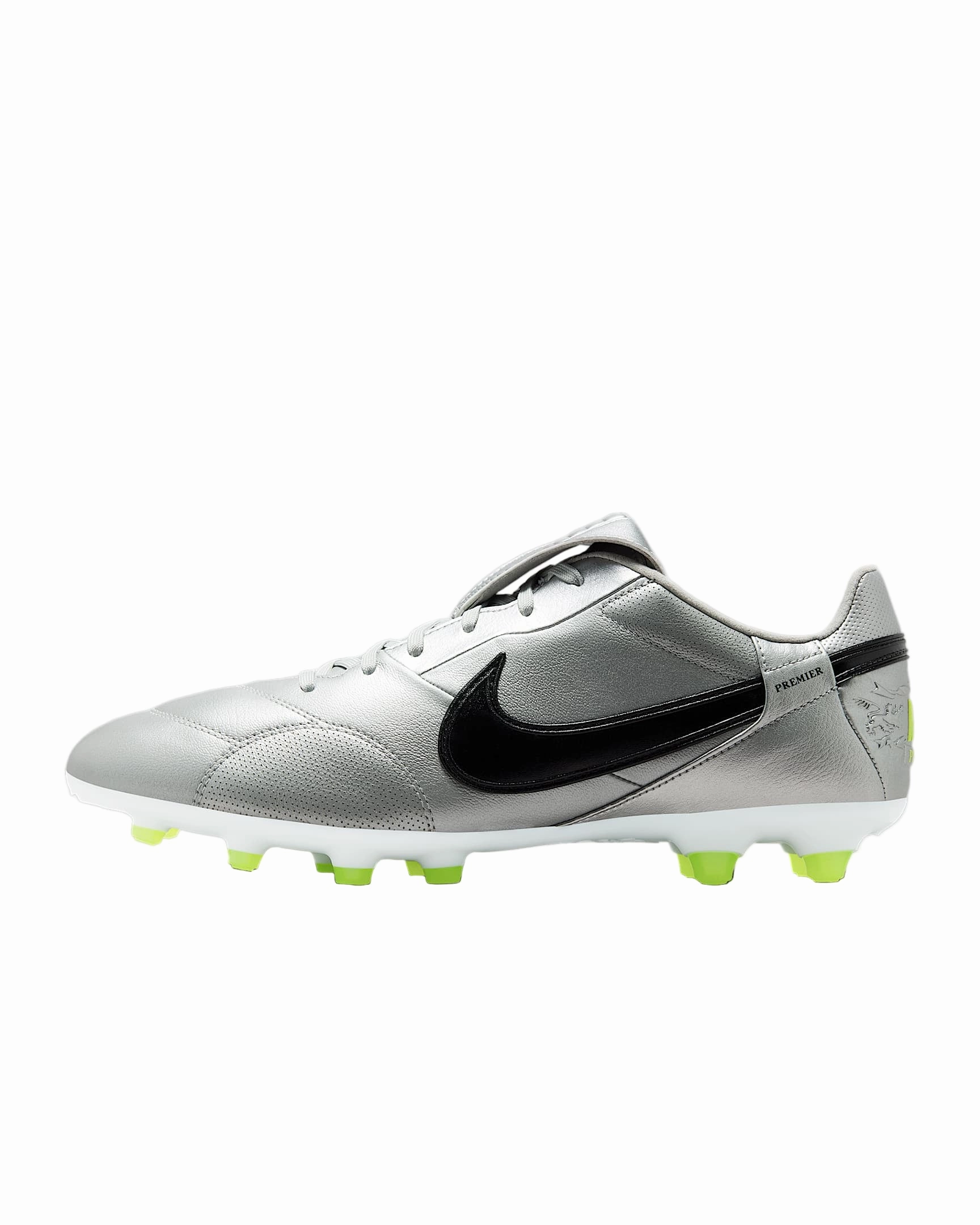 Nike Premier III Firm Ground Soccer Cleats (Metallic Silver/Black Volt) Performance Mundial Team Turf Soccer Cleat