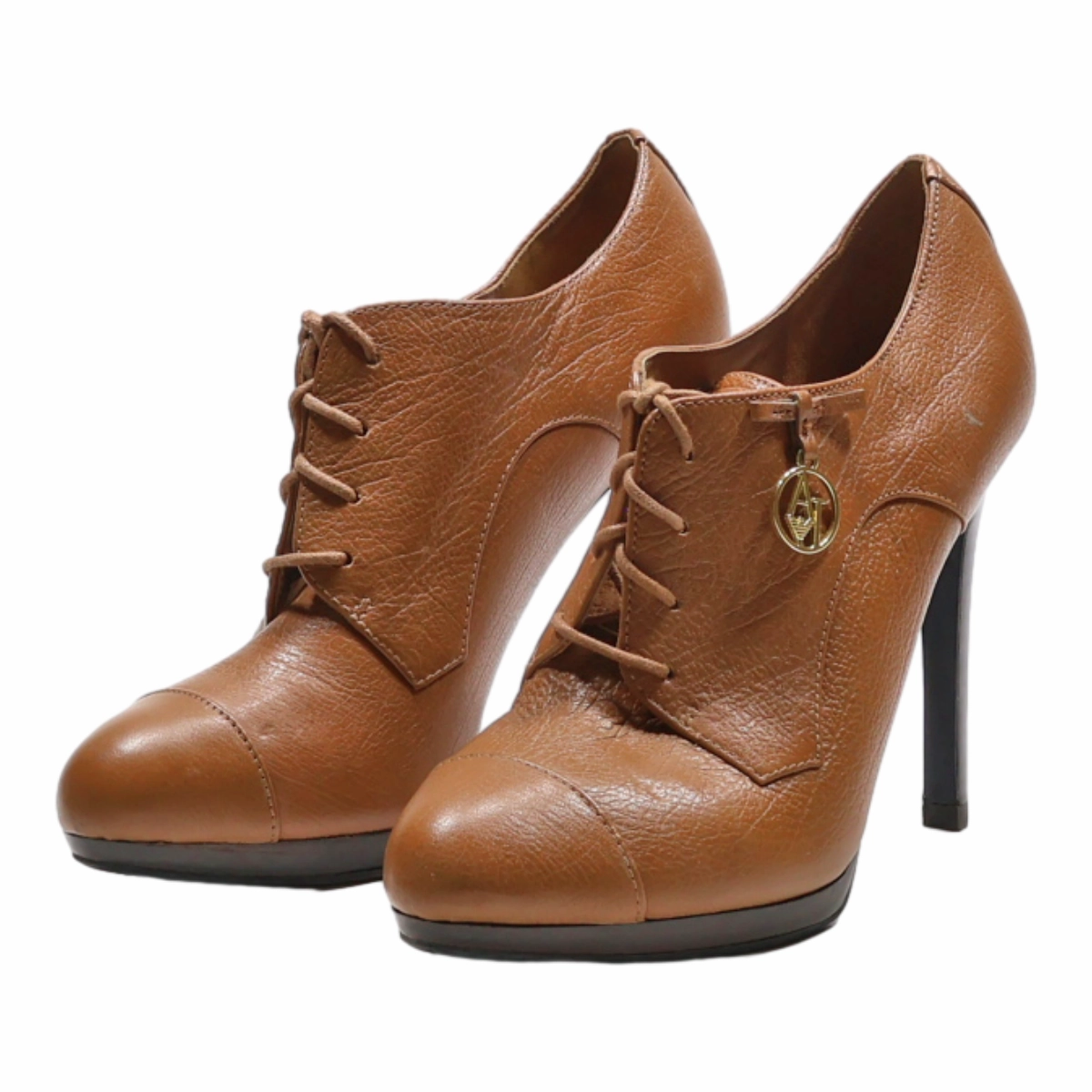 ARMANI JEANS Heels Derby Shoes Brown Leather Womens UK 4 Suede Shoes Casual