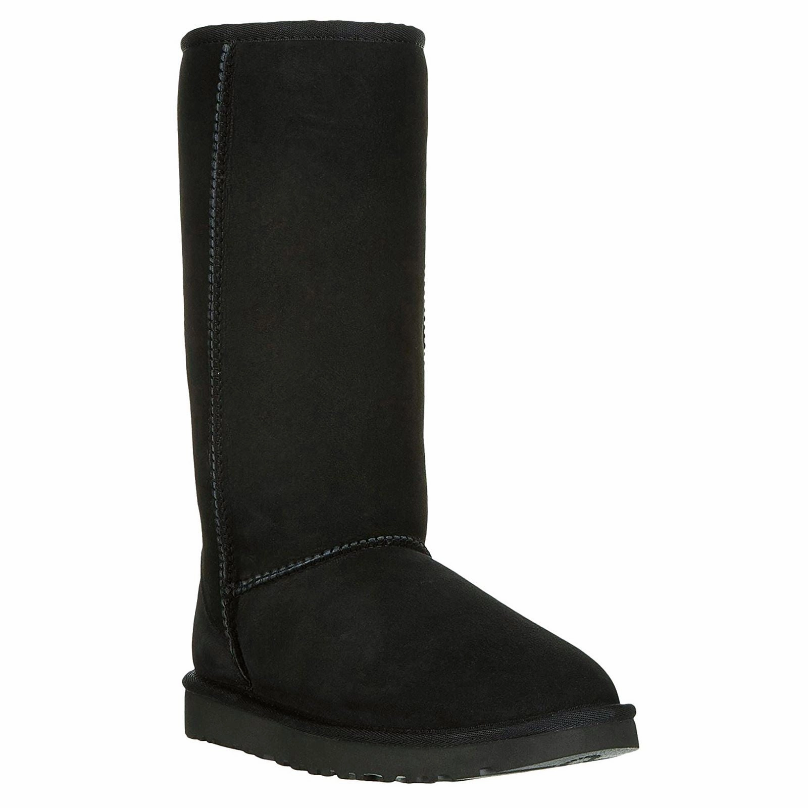 Slim Calf Knee High Boots Ugg Classic Tall II Sheepskin Suede Women's Black Mid Calf Boots