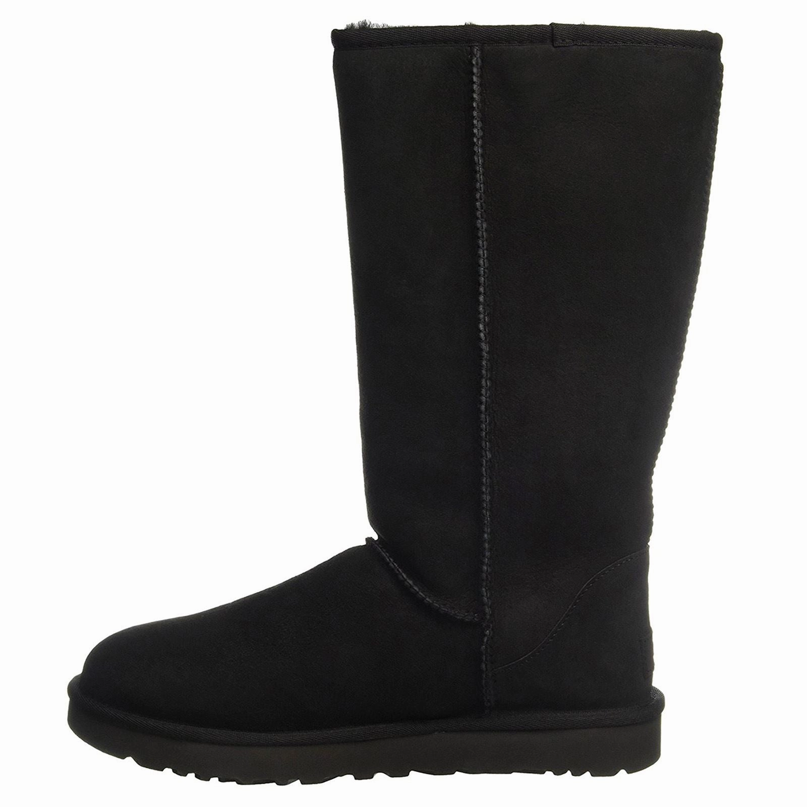 Ugg Classic Tall II Sheepskin Suede Women's Black Mid Calf Boots Kitten Heel Pointed Toe Boots