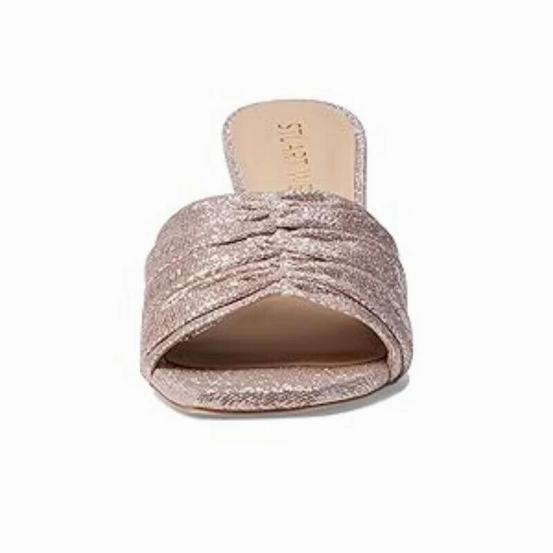 Stuart Weitzman Ruche 75 Slide Sandal Womens 9 Poudre Leather Spool Heels FZP292 (Poudre,9) Sexy Thigh High Heels