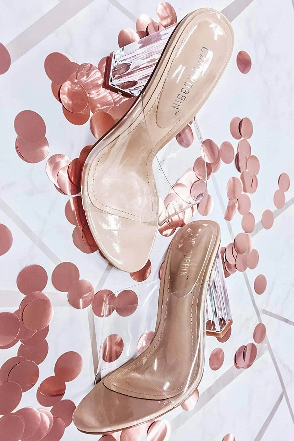 Cape Robbin Women's Fusion Transparent Chunky Block High Heel Sandal World's Biggest High Heels