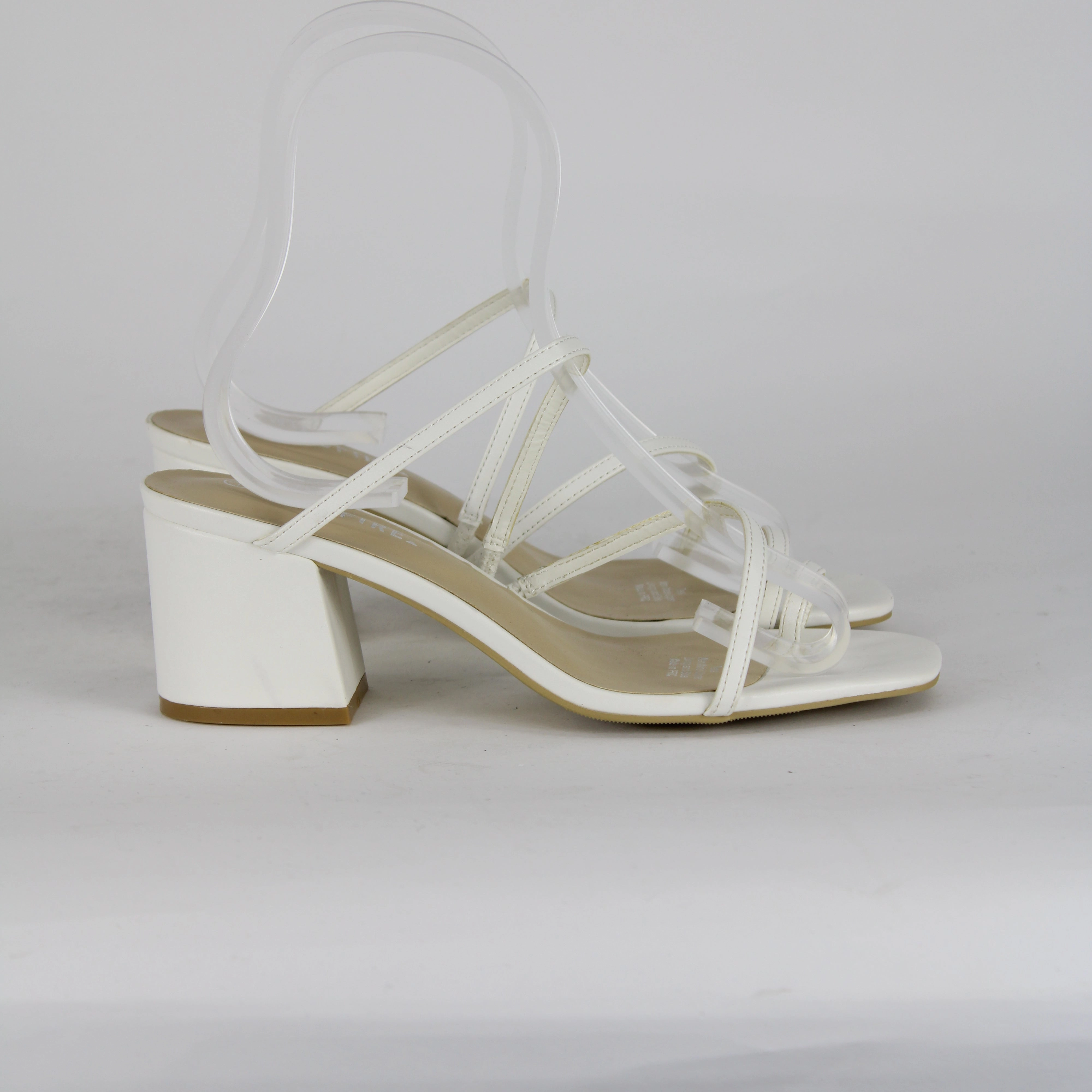 Wildfire White Strap Low Heels Cute Heels
