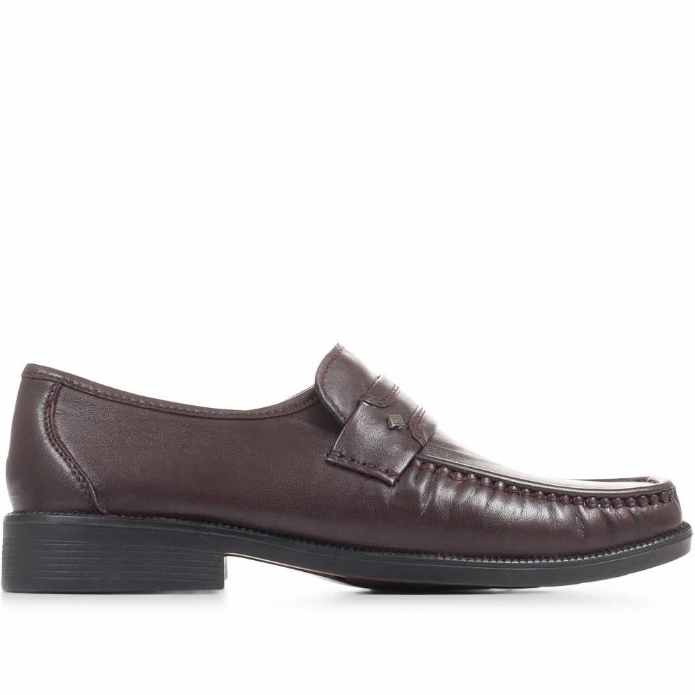 Wide Fit Classic Leather Loafers - NAP35027 / 322 486 - Burgundy Loafers Suede