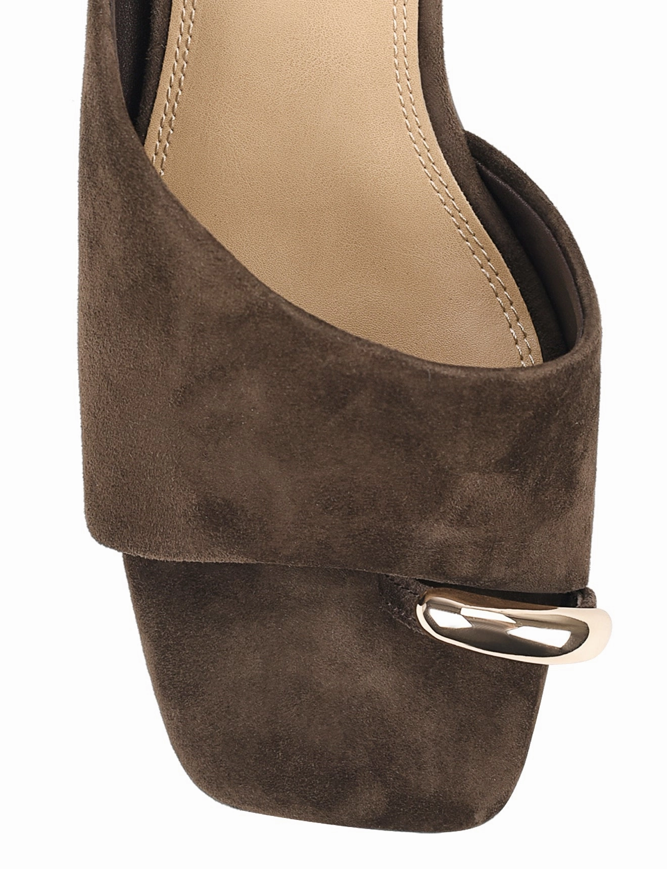 High Heels Pretty Stanton Block Heel Mules - Chocolate Brown Suede