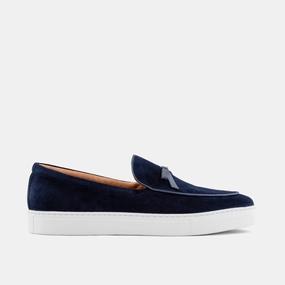 Odell Navy Suede Belgian Loafer Sneakers Derek Guy Loafers