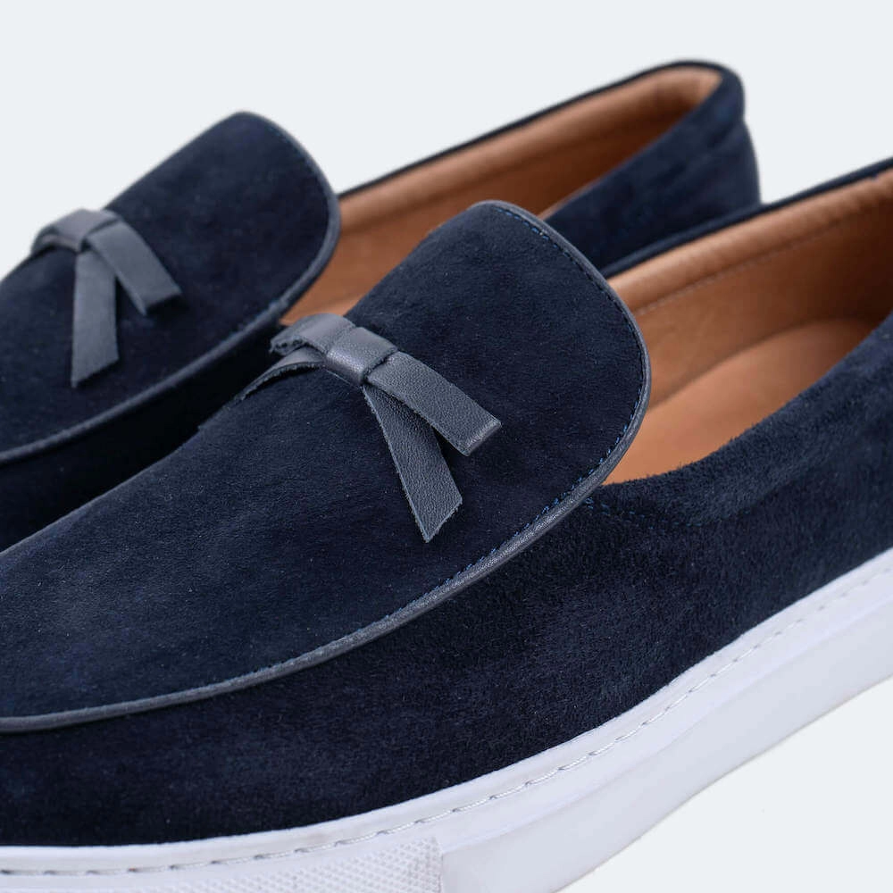 Odell Navy Suede Belgian Loafer Sneakers Dad Loafers
