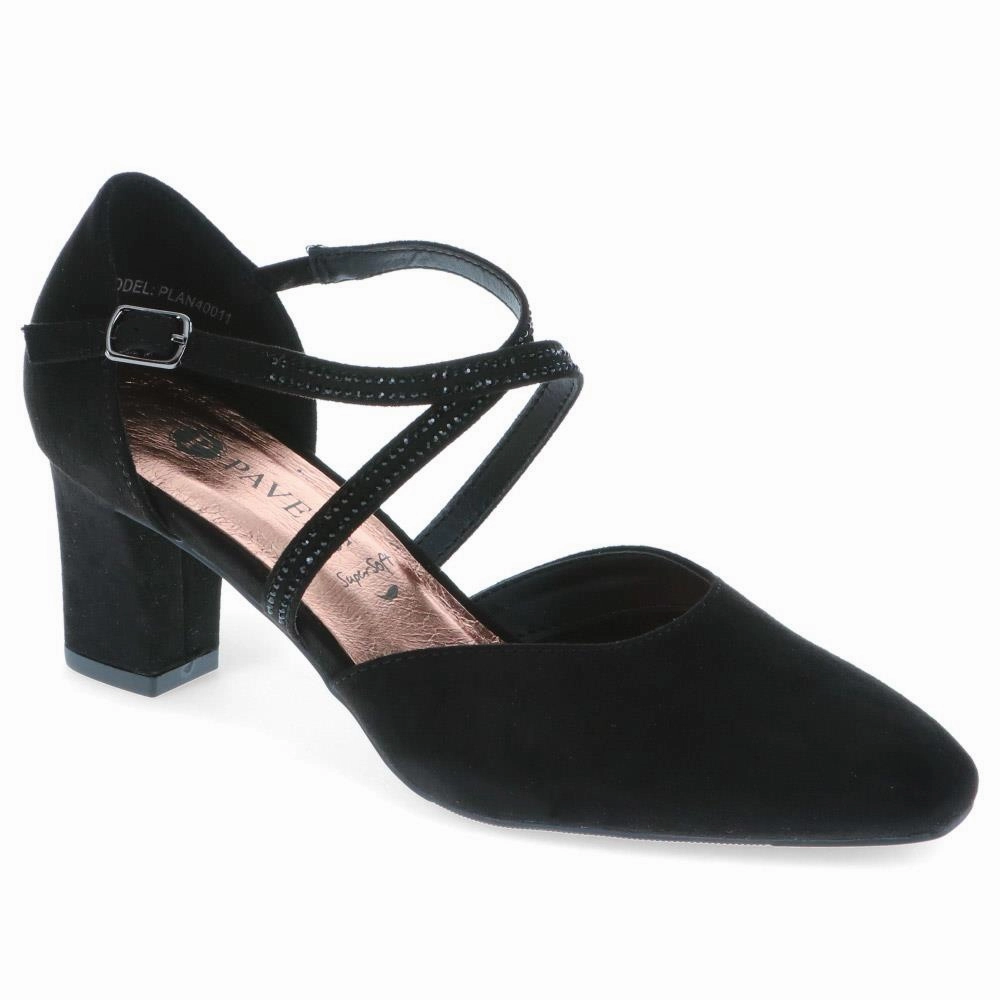 Closed-Toe Block Heels - PLAN40011 / 326 163 - Black Ankle Strap High Heel Shoes