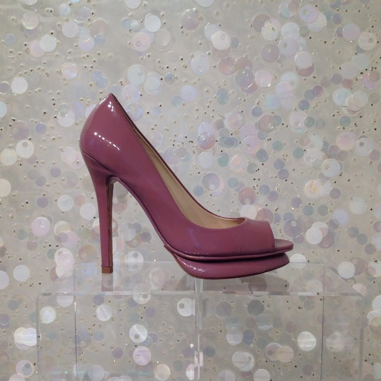 ALEXANDRE BIRMAN Patent Leather Peep Toe Plaform High Heels Image Of A High Heel Shoe