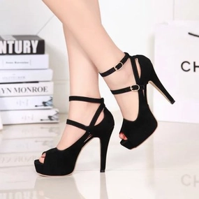 High Heel Ankle Strap Open toe women pumps female high heels