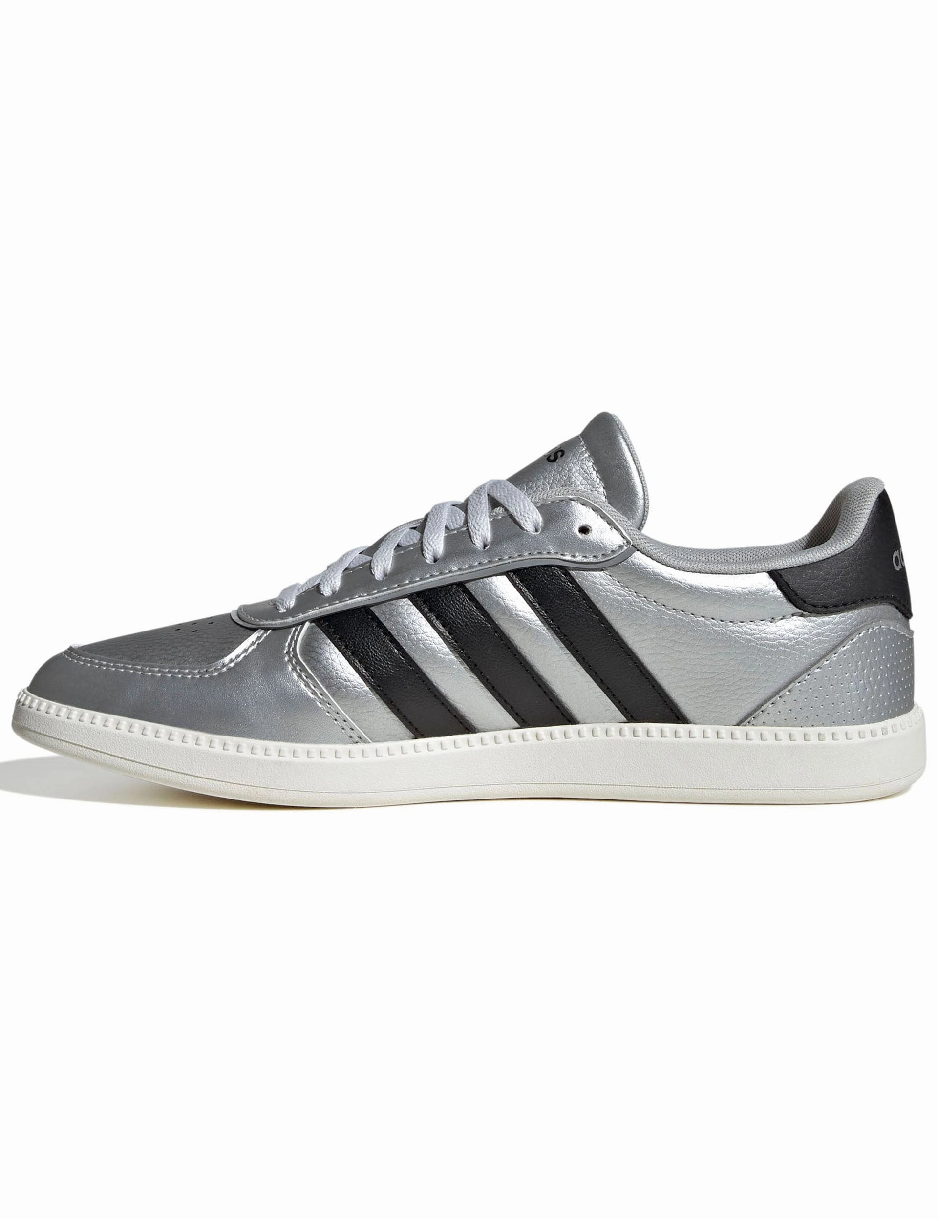 Heart Adidas Shoes Breaknet Sleek Shoes - Matte Silver/Core Black/Off White