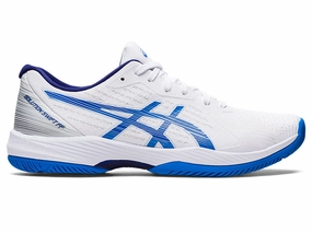 Asic Gel Walking Shoes Men's Asics Solution Swift FlyteFoam, White/Electric Blue, 11.5 D Medium