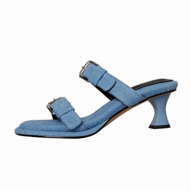 DenimGlam Buckle Stilettos High Heel Comfortable