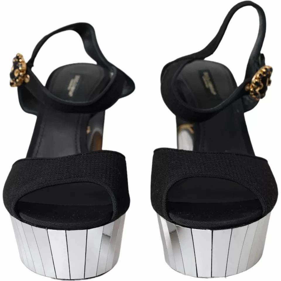 Chunky High Heel Shoes Dolce & Gabbana  Mirror Heels Crystal Platform Sandals Women's Shoes (Pre-Owned)