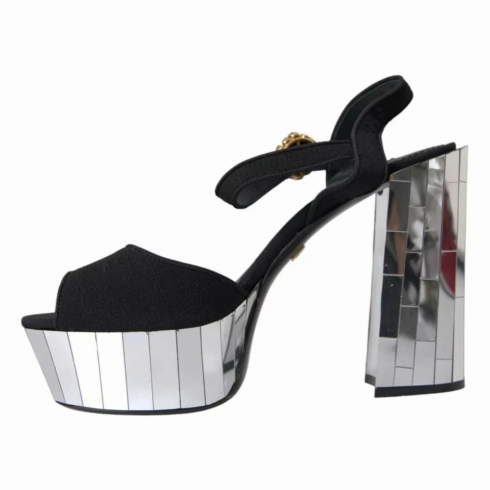 High Heeled Buckle Boots Dolce & Gabbana  Mirror Heels Crystal Platform Sandals Women's Shoes (Pre-Owned)