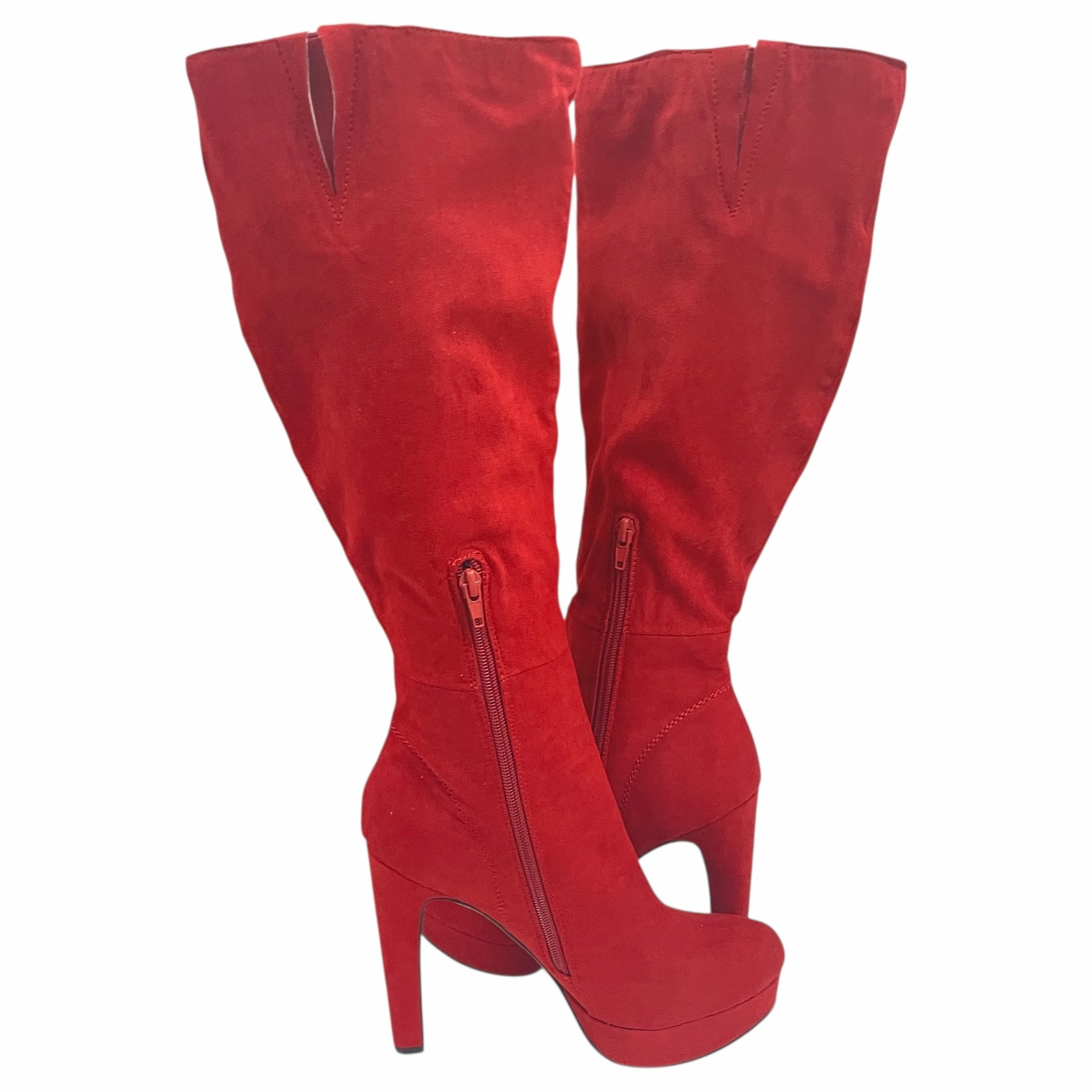 Boots Over-The-Knee Heels By Madden Girl In Red, Size:9 Best Steel Toe Boots