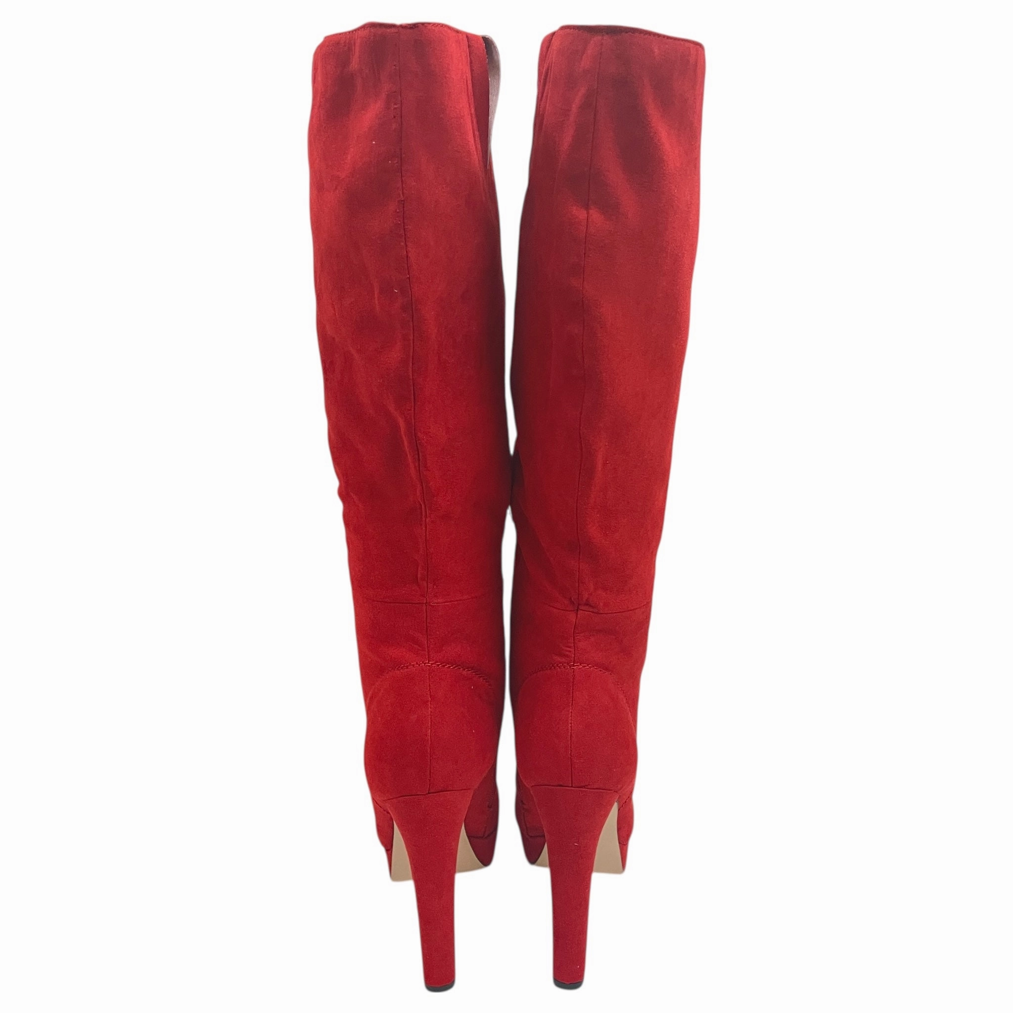 Boots Over-The-Knee Heels By Madden Girl In Red, Size:9 Puffy Boots