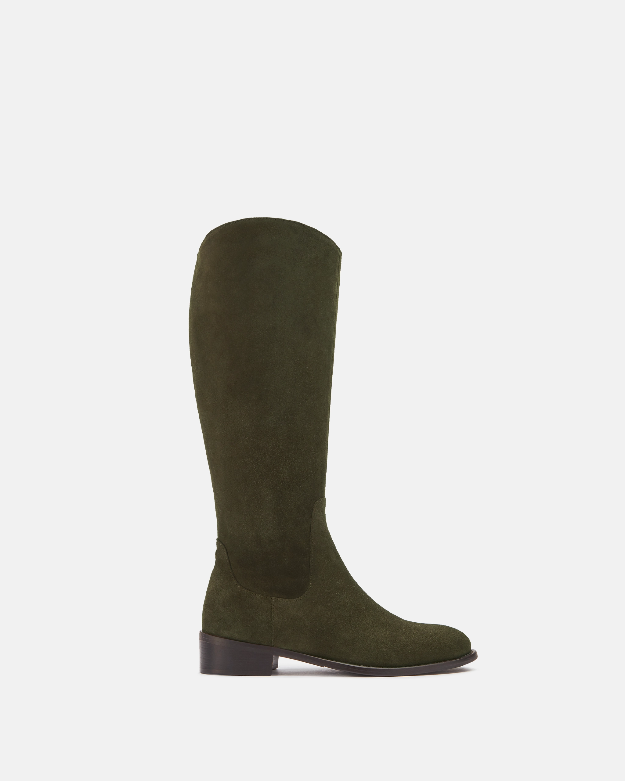 Verity Knee High Boots in Forest Green Suede Knee High 90s Boots