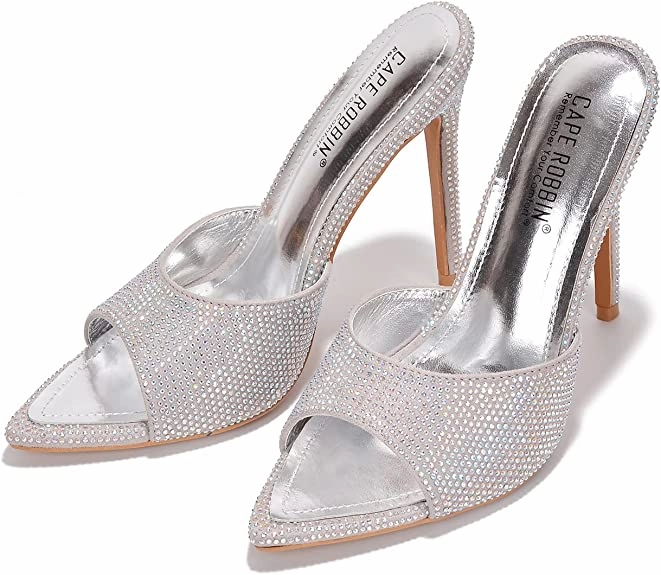 Size Shoes High Heels Cape Robbin Kameron Women's Rhinestone Stiletto Slip On Heels