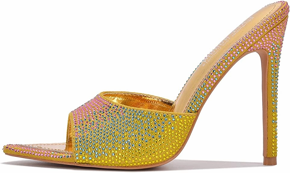 Wooden High Heels Cape Robbin Kameron Women's Rhinestone Stiletto Slip On Heels