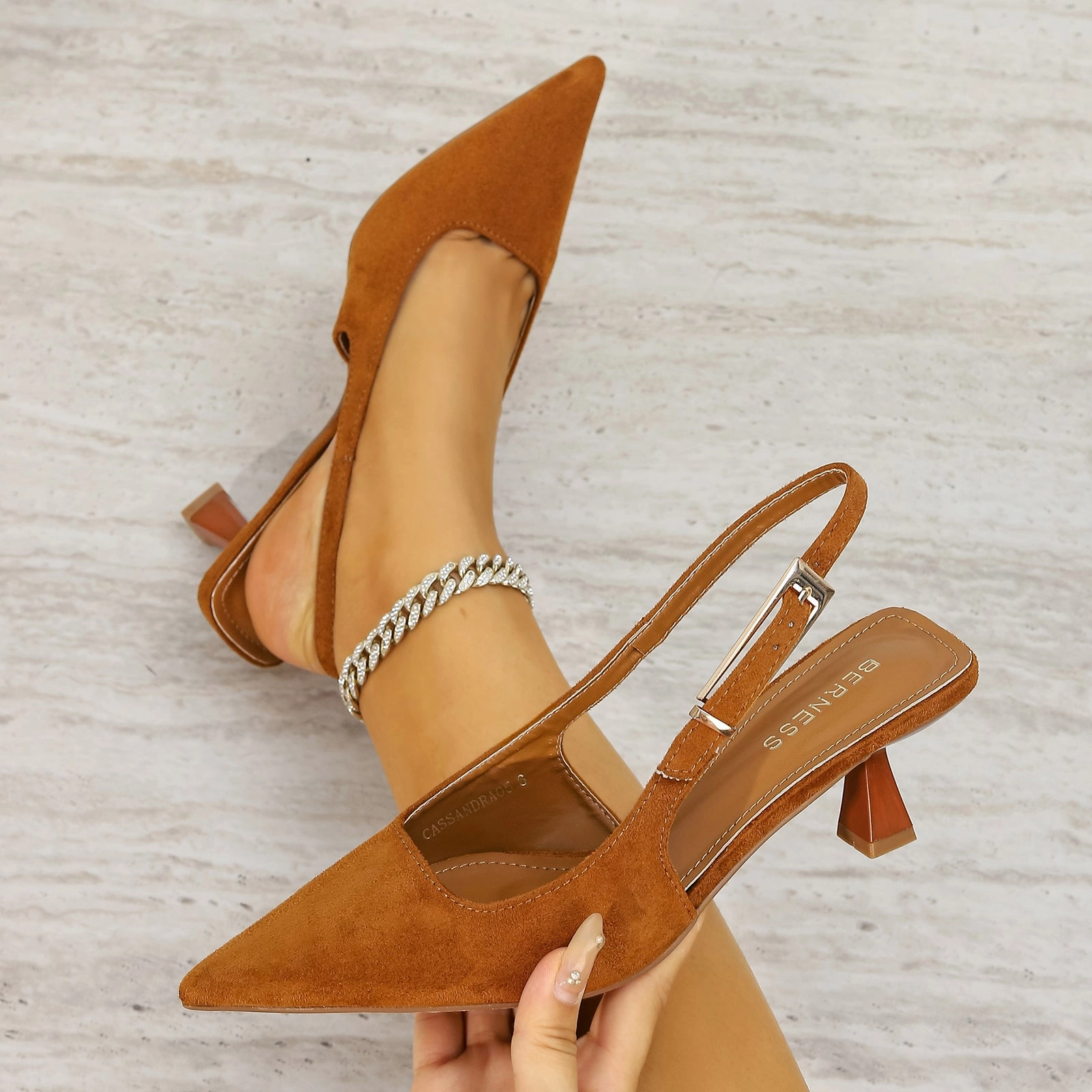 Cassandra Slingback Heels with Suede Finish