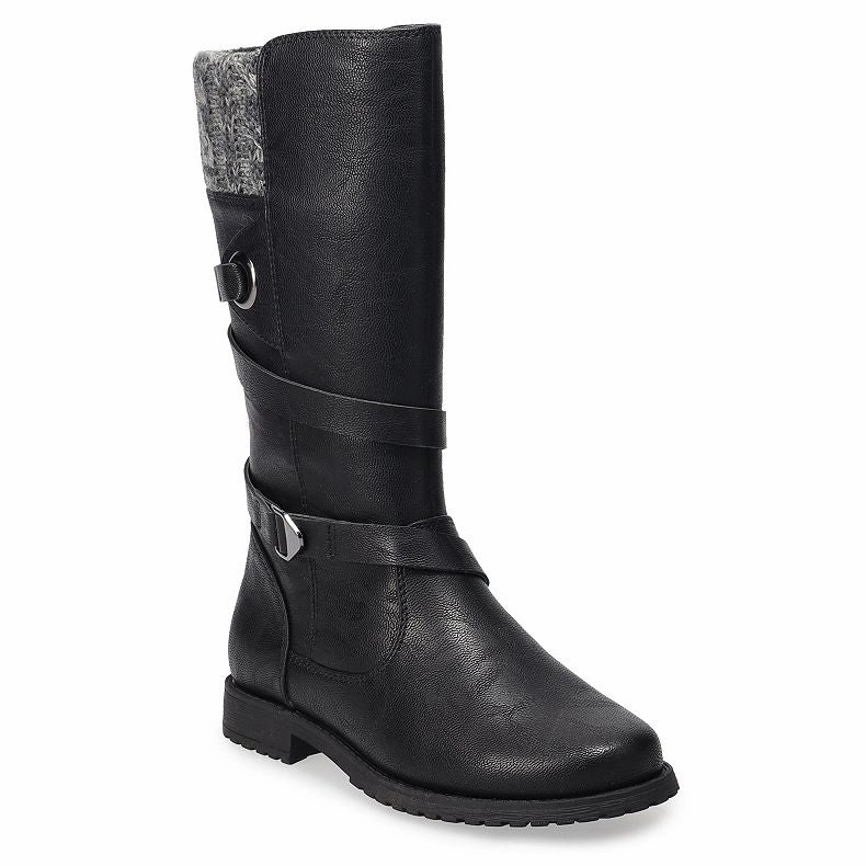 Knee High Suede Heel Boots Valencia Imports (Rachel Shoes) Big Girls Denver Knee-High Riding Boot Black