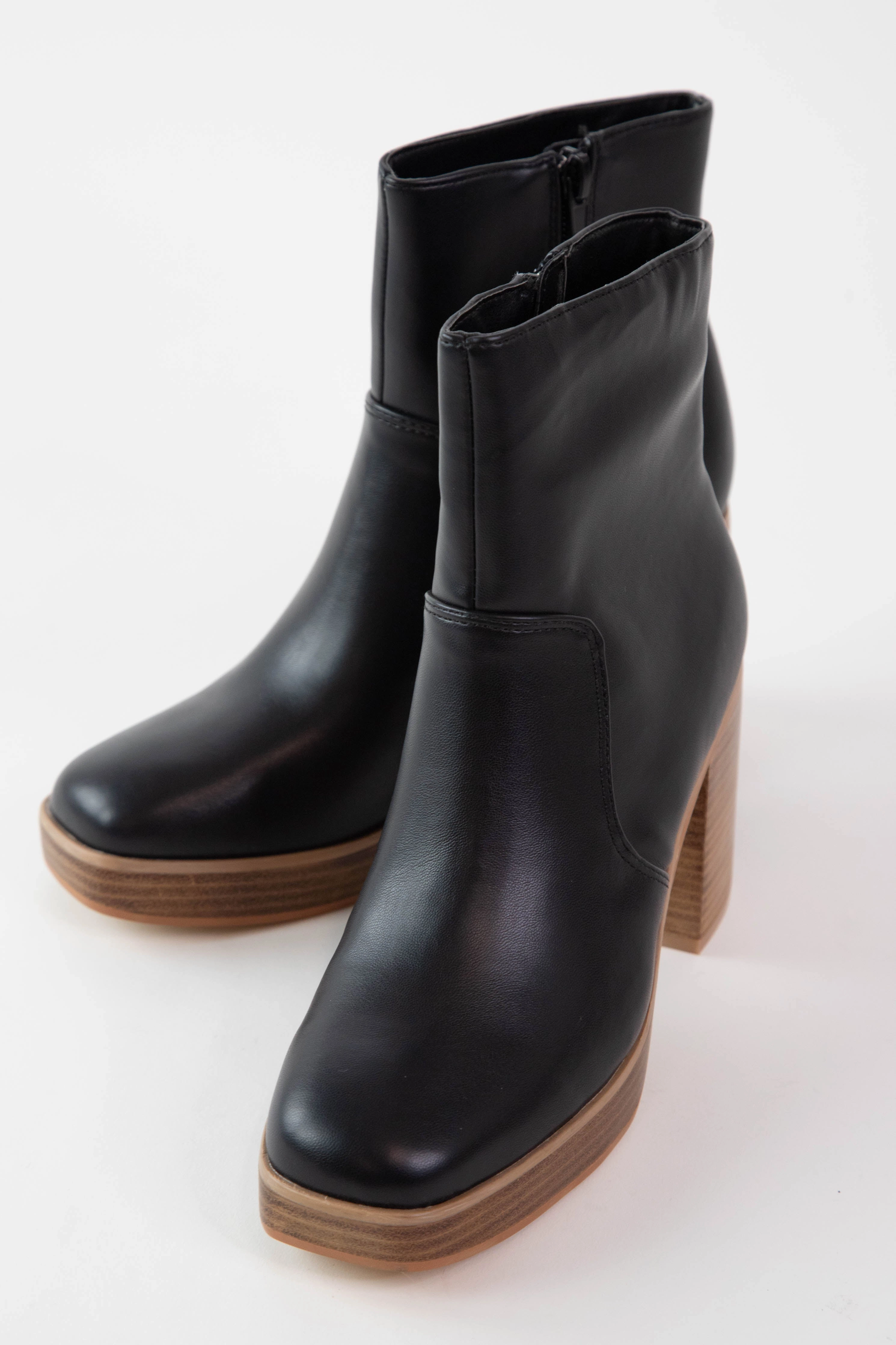 Vernita Faux Leather Ankle Boot, Black | ShuShop Ankle Boots For Skinny Ankles