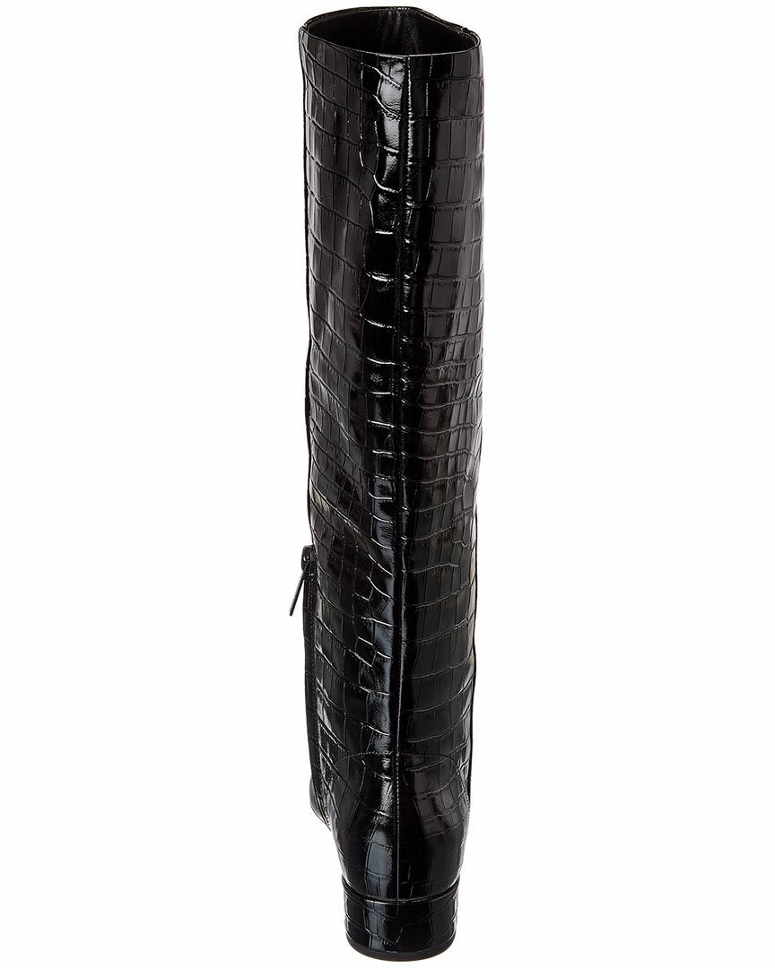 Knee-high Cowboy Boots Veronica Beard Cecile Croc-Embossed Leather Knee-High Boot