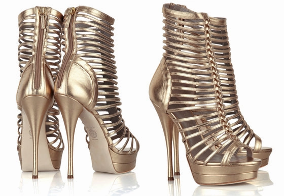 Versace - Gold back Zip Strappy platform sandals - IT 39 Thick Thighs In High Heels