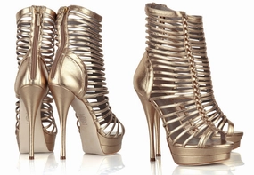 Pickler High Heels Versace - Gold back Zip Strappy platform sandals - IT 39
